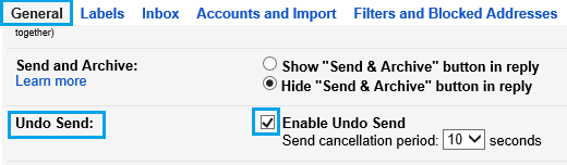在 Gmail 中启用撤消发送选项