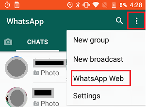 在 Android 手机上打开 WhatsApp 网页